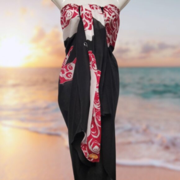 Cover Up Handpainted Cotton Batik Coverups Strapless Dress Wrapskirt Home Accent - Picture 5 of 6